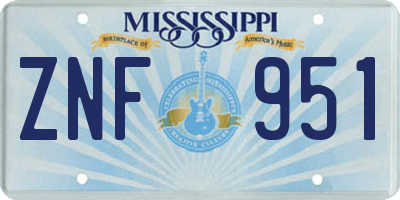MS license plate ZNF951