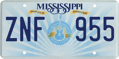 MS license plate ZNF955