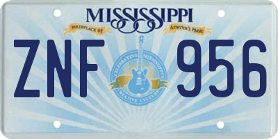 MS license plate ZNF956
