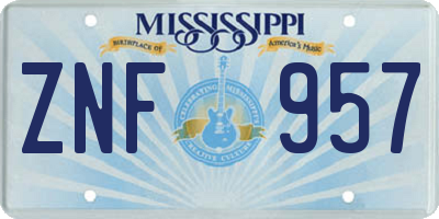 MS license plate ZNF957