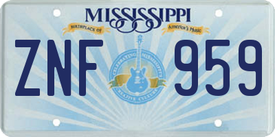 MS license plate ZNF959