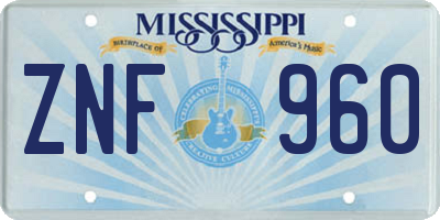 MS license plate ZNF960