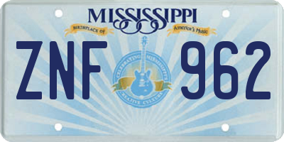 MS license plate ZNF962