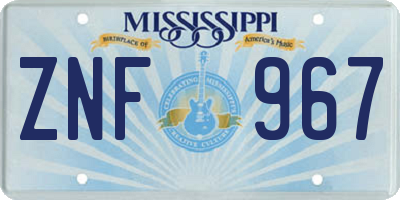 MS license plate ZNF967