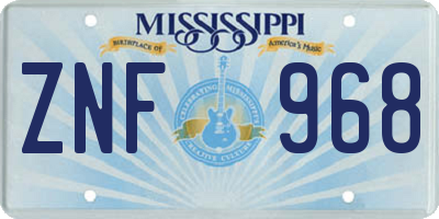 MS license plate ZNF968