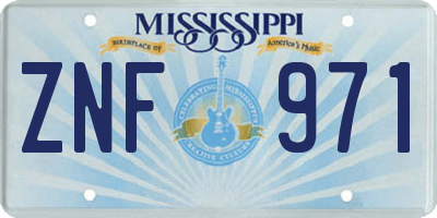 MS license plate ZNF971