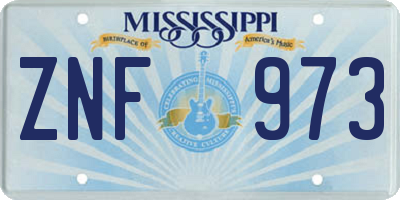 MS license plate ZNF973