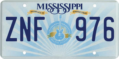 MS license plate ZNF976
