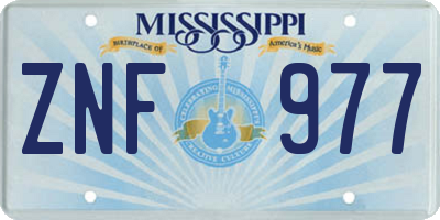 MS license plate ZNF977