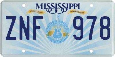 MS license plate ZNF978
