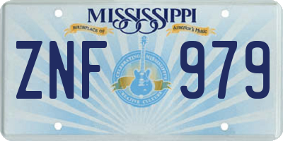 MS license plate ZNF979