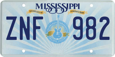 MS license plate ZNF982