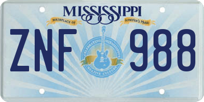 MS license plate ZNF988