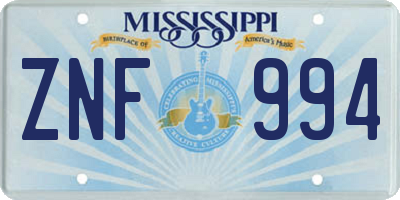 MS license plate ZNF994