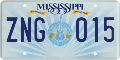 MS license plate ZNG015