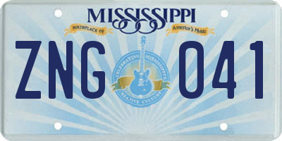 MS license plate ZNG041