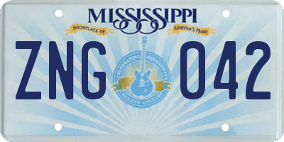 MS license plate ZNG042