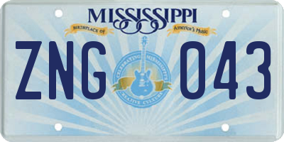 MS license plate ZNG043