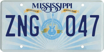 MS license plate ZNG047