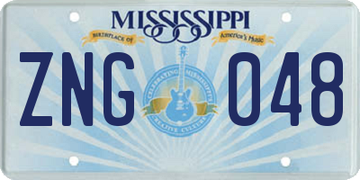 MS license plate ZNG048