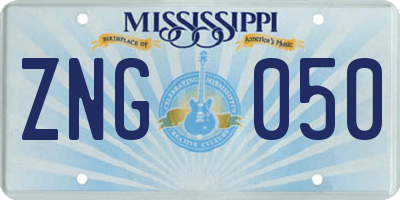 MS license plate ZNG050