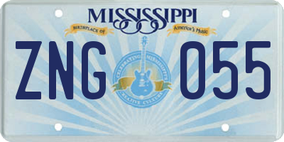 MS license plate ZNG055