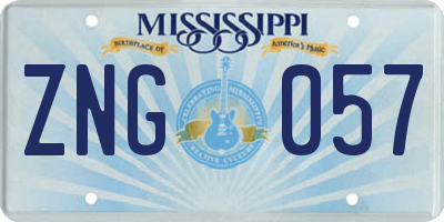 MS license plate ZNG057