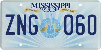 MS license plate ZNG060