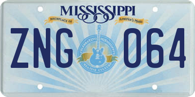 MS license plate ZNG064