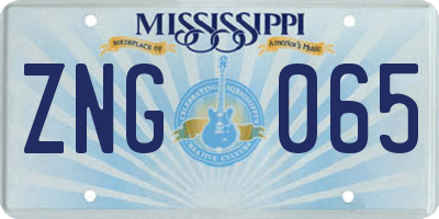 MS license plate ZNG065