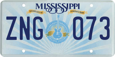 MS license plate ZNG073