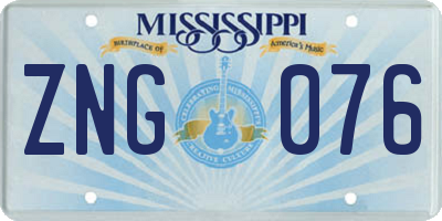 MS license plate ZNG076