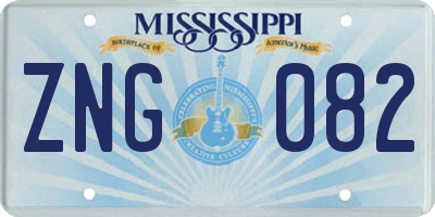 MS license plate ZNG082