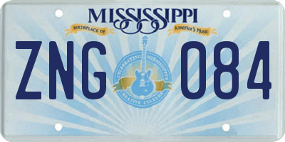 MS license plate ZNG084