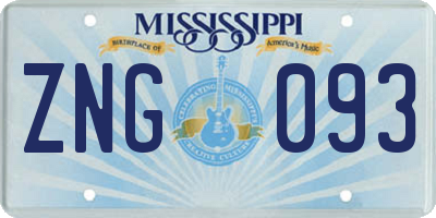 MS license plate ZNG093
