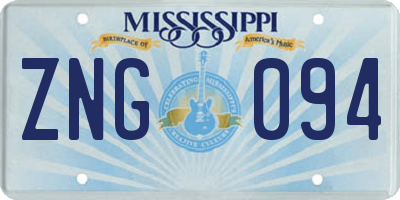 MS license plate ZNG094