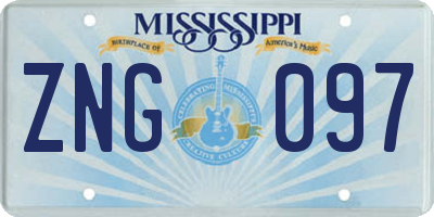 MS license plate ZNG097