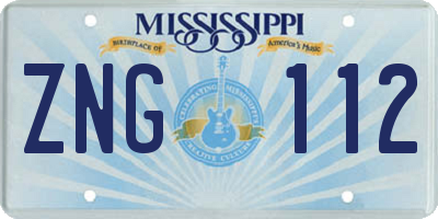 MS license plate ZNG112
