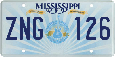 MS license plate ZNG126