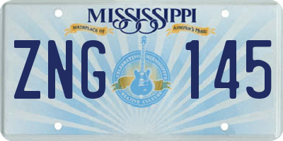 MS license plate ZNG145
