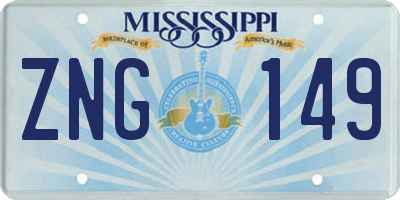MS license plate ZNG149