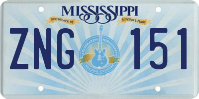 MS license plate ZNG151