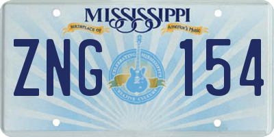 MS license plate ZNG154