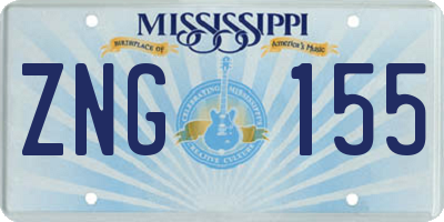 MS license plate ZNG155