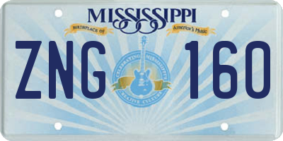 MS license plate ZNG160