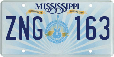 MS license plate ZNG163