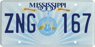 MS license plate ZNG167