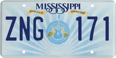 MS license plate ZNG171