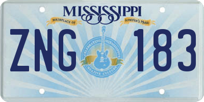 MS license plate ZNG183