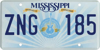 MS license plate ZNG185